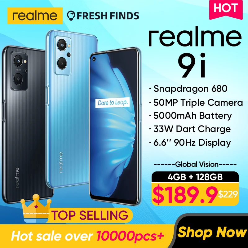 [World Premiere]Global Version realme 9i Smartphone Snapdragon 680 6.6inch 90Hz Display 50MP Camera 5000mAh Battery 33W Charger | Мобильные