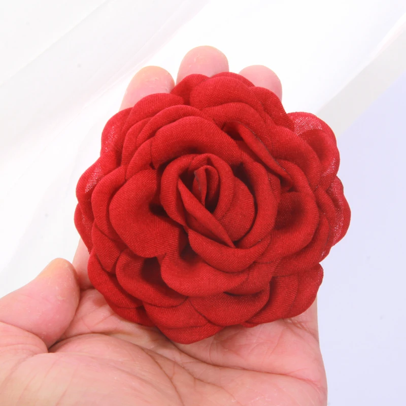 5 Stück 8,8 cm 3,4 Zoll handgefertigte Stoffblumen mit verbrannten Kanten, künstliche Blüten für Hochzeiten, Kopfschmuck, Schuhe, Kleidung, Broschen-Deko, DIY-Zubehör – Detail 15