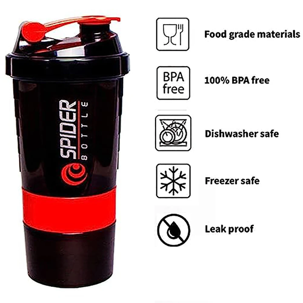 Protein Bottle Shaking Cup Protein Shaker Cup Shaker Bottle Self Stirring Shaker Cup 3 Layers Large Capacity Water Bottle Mixing Cup Body Building Exercise Mixing