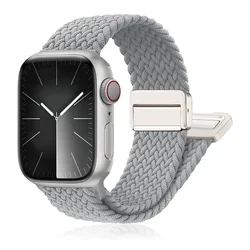 Braided Loop Magnetic Buckle Band for Smartwatch - Elegant and Adjustable Strap Bracelet (08 Pearl white)