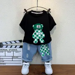 New Selling Summer Baby Boys Clothing Sets Tops bear T-shirt +Short Pants 2 Pieces Set Kids Boys Age 4 5 6 7 8 9 10 12Years