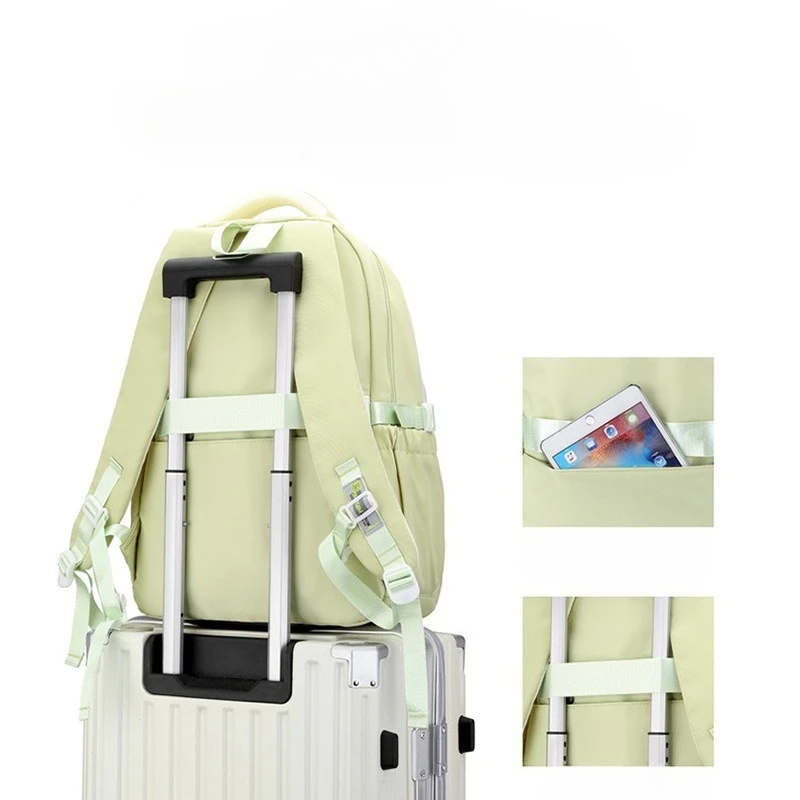 New Green Backpack Women Waterproof Candy Colors Backpacks Fancy High School Bags for Teenage Girl Cute Travel Rucksack 3
