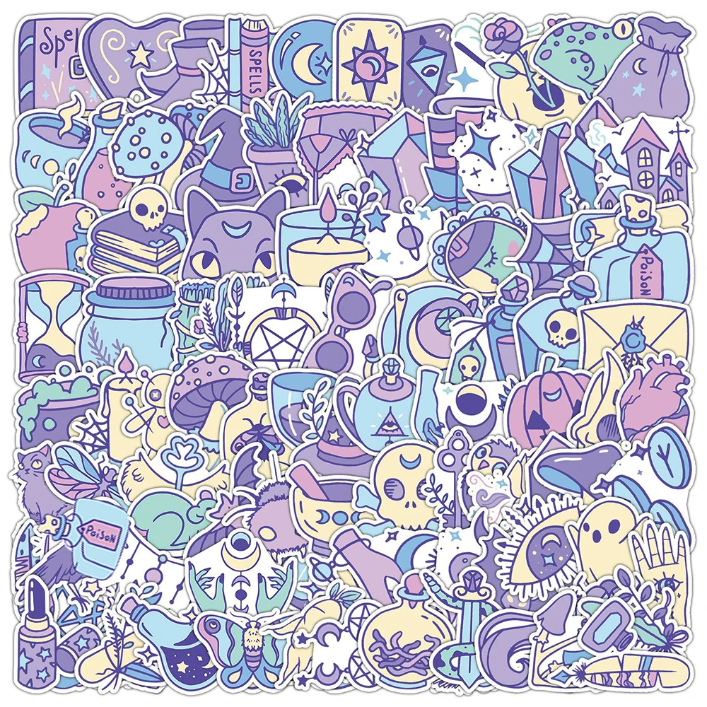 10/30/50/100Pcs Cute Cartoon Magic Witch Stickers Estetica Apothecary Decalcomanie Fai Da Te Laptop Phone Bagagli Adesivo Vintage Per Bambini