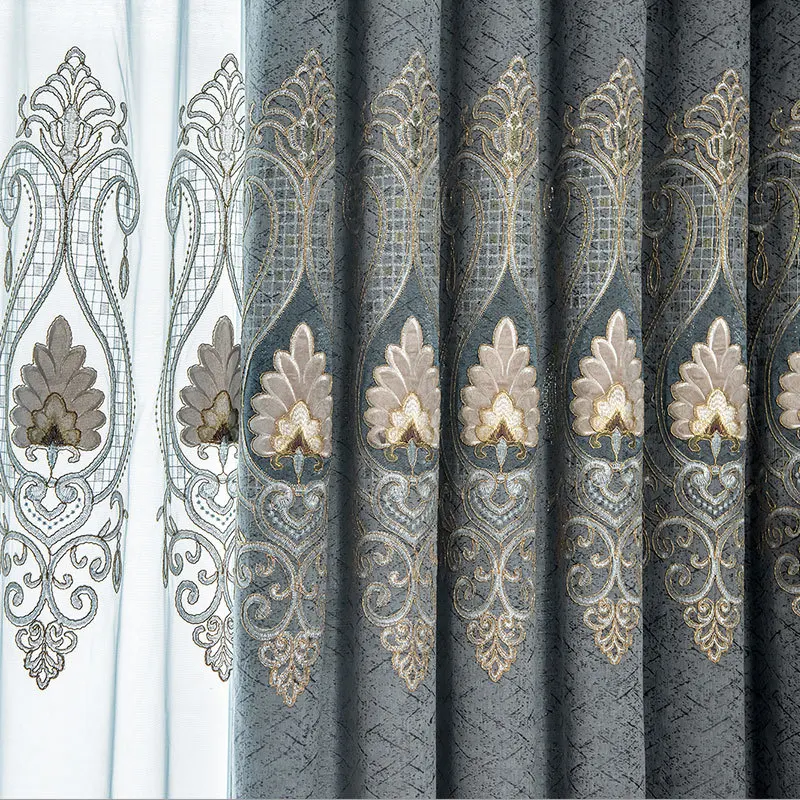 Curtains for Living Room European Palace Classical Gold Velvet Embroidery Light Luxury Atmosphere Bedroom Curtains Customization 