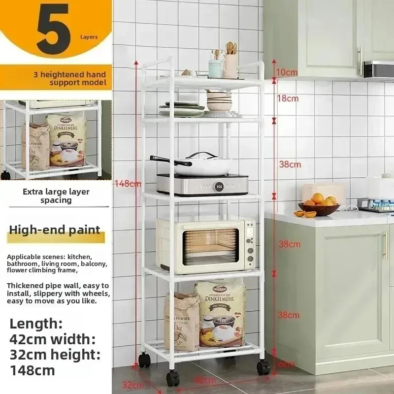 Chariot de rangement mobile pour cuisine, étagère multi-niveaux, organisateur de vaisselle pour réfrigérateur