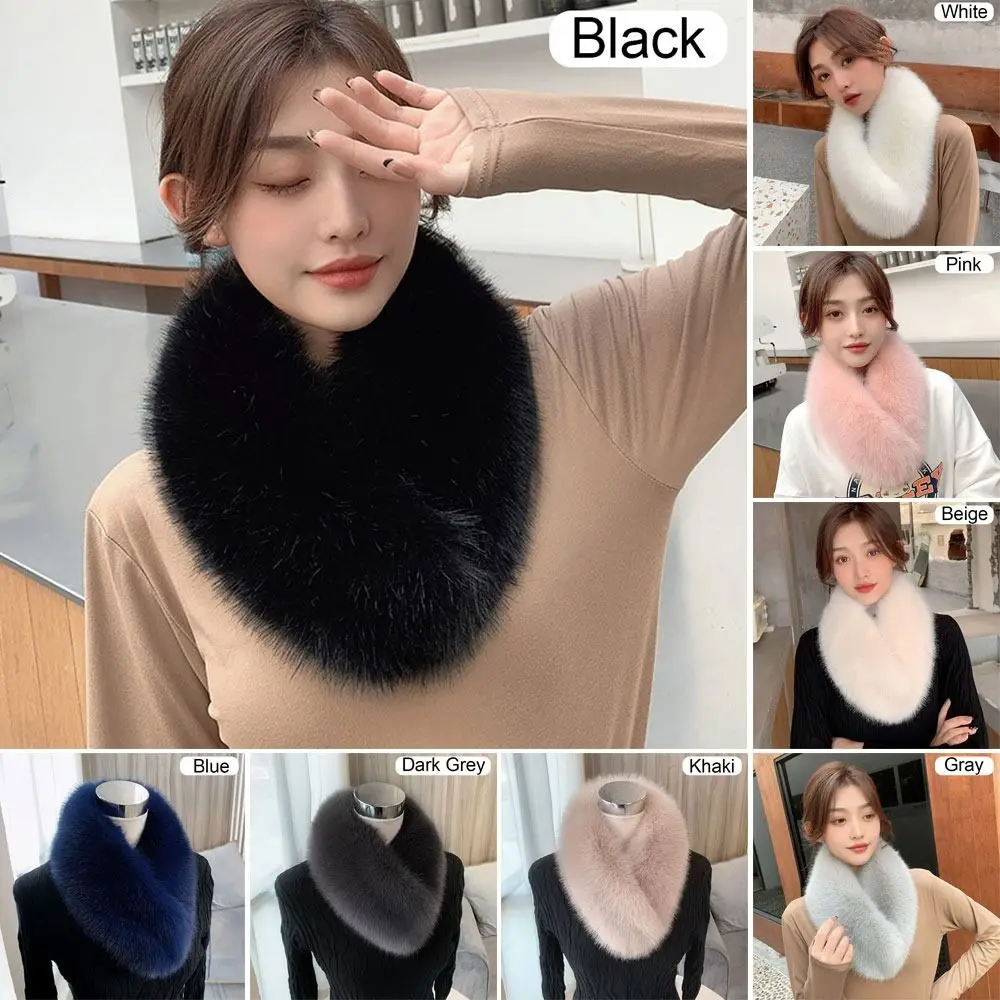 Thickened Hair Collar Winter Female Fur Scarf Imitation Fur Scarf Artificial Wool Bib Solid Color Shawl images - 6