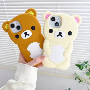 Cute Rilakkuma Bear Phone Case For iPhone 17 16 15 14 13 12 11 Pro Max Plus X XR XS Max 6 7 8 Plus Cartoon Silicone Back Cover