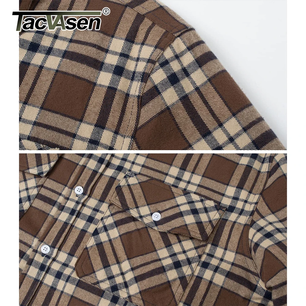 Veste chemise TACVASEN à carreaux doublée polaire pour pêche hivernale travail