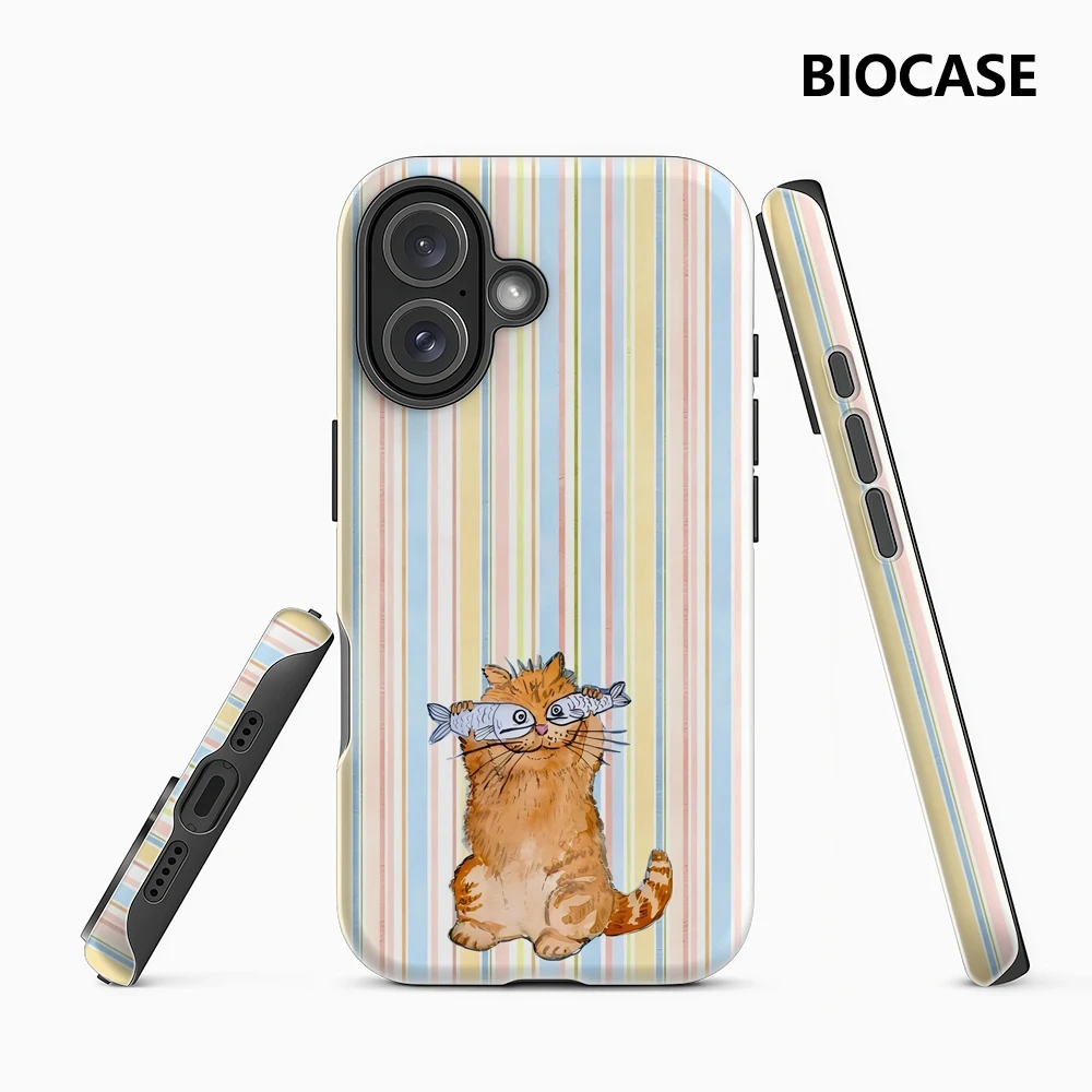 Cat with Fish Double-Layer Phone Case - Ultimate Protection and Style