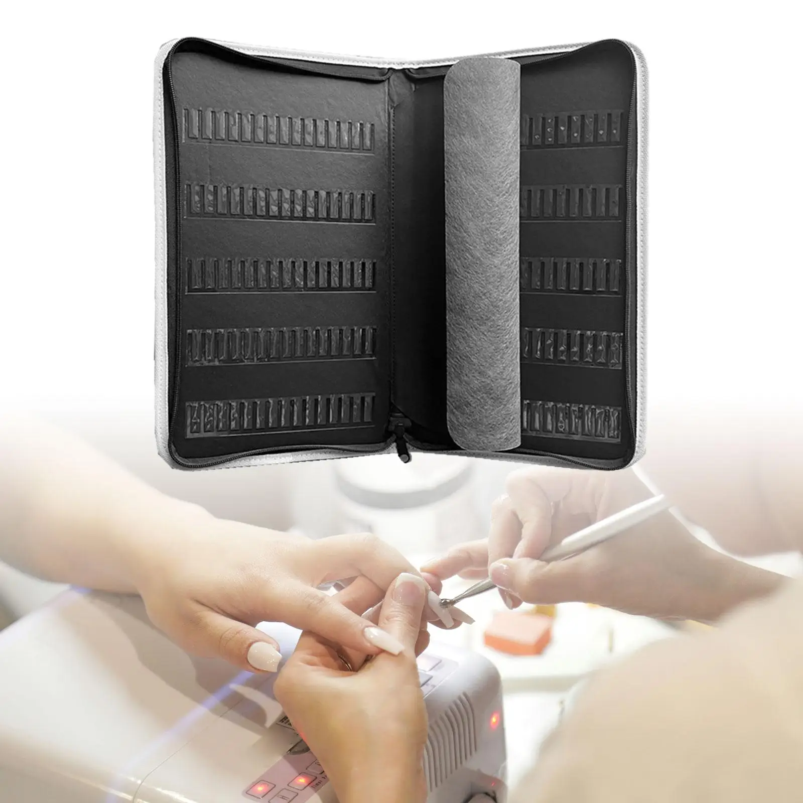 Nail Drill Bit Organizer Water Resistance Dustproof Lightweight Zipper Pouch Case Storage Box for Woman Household Nail Salon