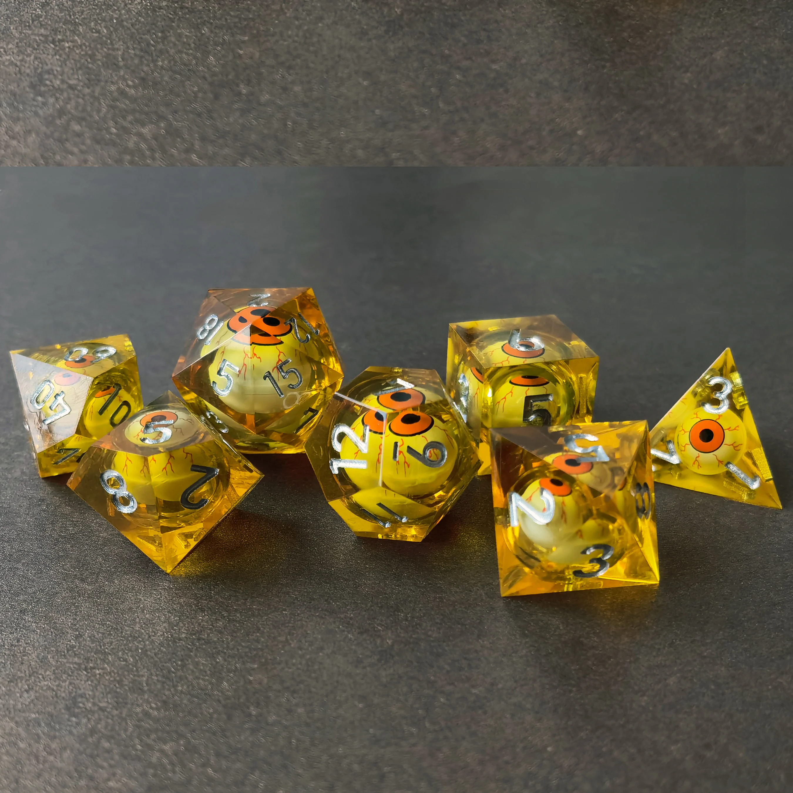 BESCON Sharp Edged Liquid Core Rolling Eyeball Dice-Razor Edge Polyhedral Dice with Rolling Eyeball Inside