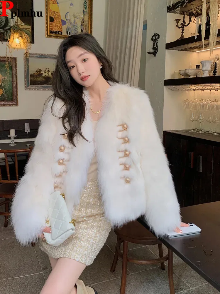 Warm High Street Faux Fur Cropped Jackets Classic Trend Plush