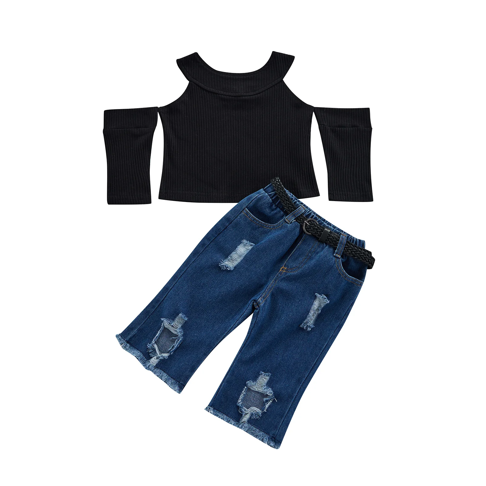 Wallarenear 06years Toddler Baby Girl Kid Longsleeve Tops Denim Pants