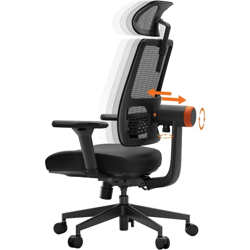 

Ergonomic Home Office Chair, High Back Desk Chair with Unique Adaptive Lumbar Support, Adjustable Headrest,Seat Depth Adjustment