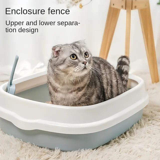 Cat Litter Box Portable Bedpan Removable Semi Closed Kitty Litter Pan Potty Toilet for Rabbit Kitty Small Animals 2