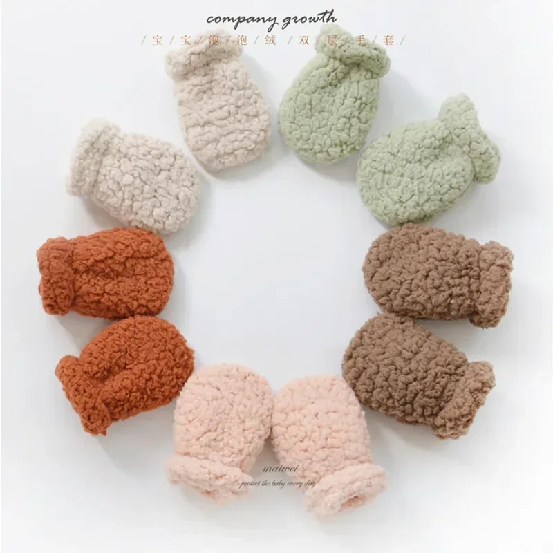 Autumn Winter Thicken Warm Gloves for Newborn Baby Mittens Kids Boy Girl Plush Anti-scratch Face Gloves Accessories 5