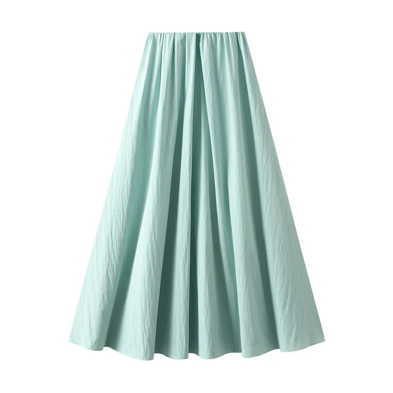 

Tian Si Ice Silk Half Skirt Summer New Mid length Elastic Waist High Waist Slim A-line Umbrella Skirt