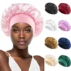 Women Night Sleep Hair Caps Silky Bonnet Satin Double Layer Adjust Head Cover Hat Shower Cap for Curly Hair Styling Accessories 5