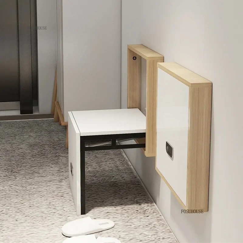 Folding Shoe Changing Stool Wall-mounted Entrance Bathroom Invisible Shoe Changing Stools Cloakroom Space-saving Ottomans
