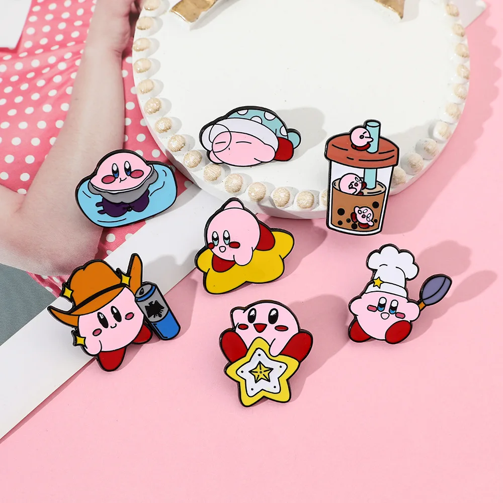 

Anime Kirby Pin Kwaii Enamel Pin Metal Brooch Game Jewelry Cartoon Badge Women Backpack Clothing Brooches Accessory Kid Gifts