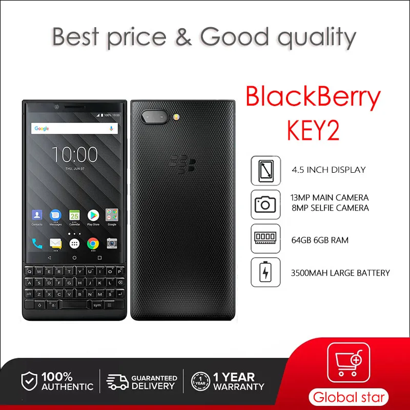 Blackberry Key2 Cellulare Sbloccato Originale Ricondizionato 64Gb 6Gb Ram 12Mp Fotocamera Spedizione Gratuita