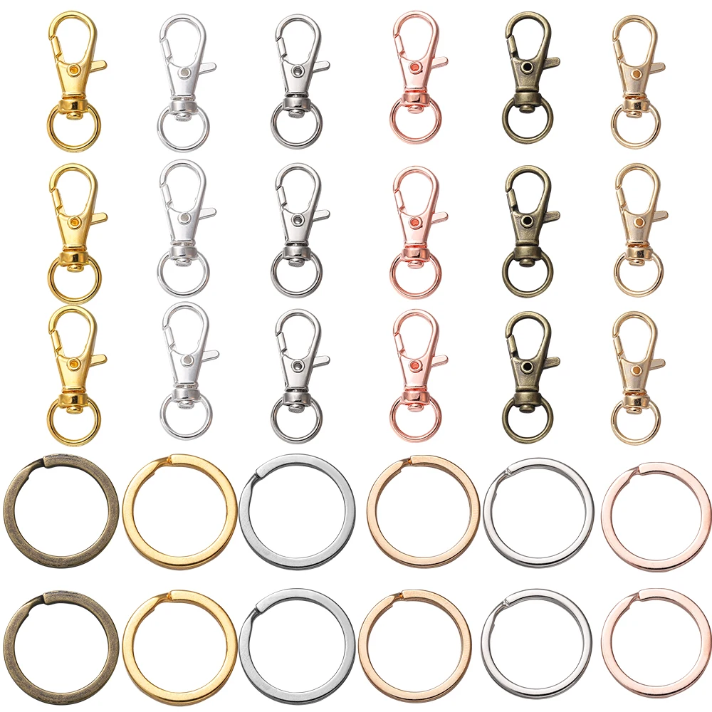 

20Pcs Split Key Ring Swivel Lobster Clasp With Key Ring Connectors For Bag Belt Dog Chains DIY Jewelry Making Accessories