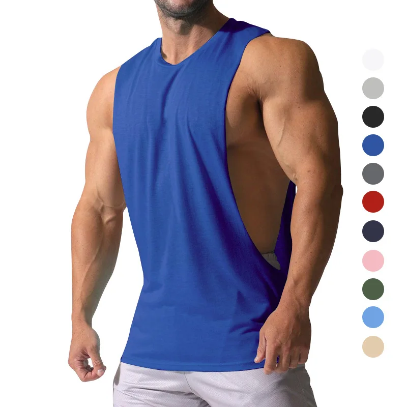 Men Summer Sleeveless Vest Solid Color Tee