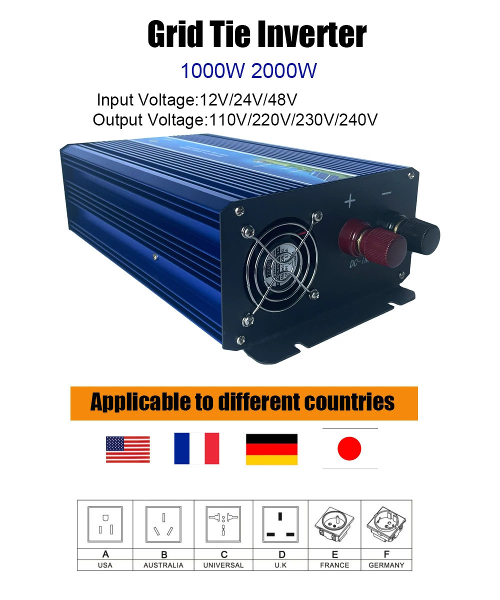 Alta Qualità 1000W 2000W Off Grid 12V 24V 48V A 110V 220V 230V 240V Watt Onda Sinusoidale Pura Caravan Car Power Inverter