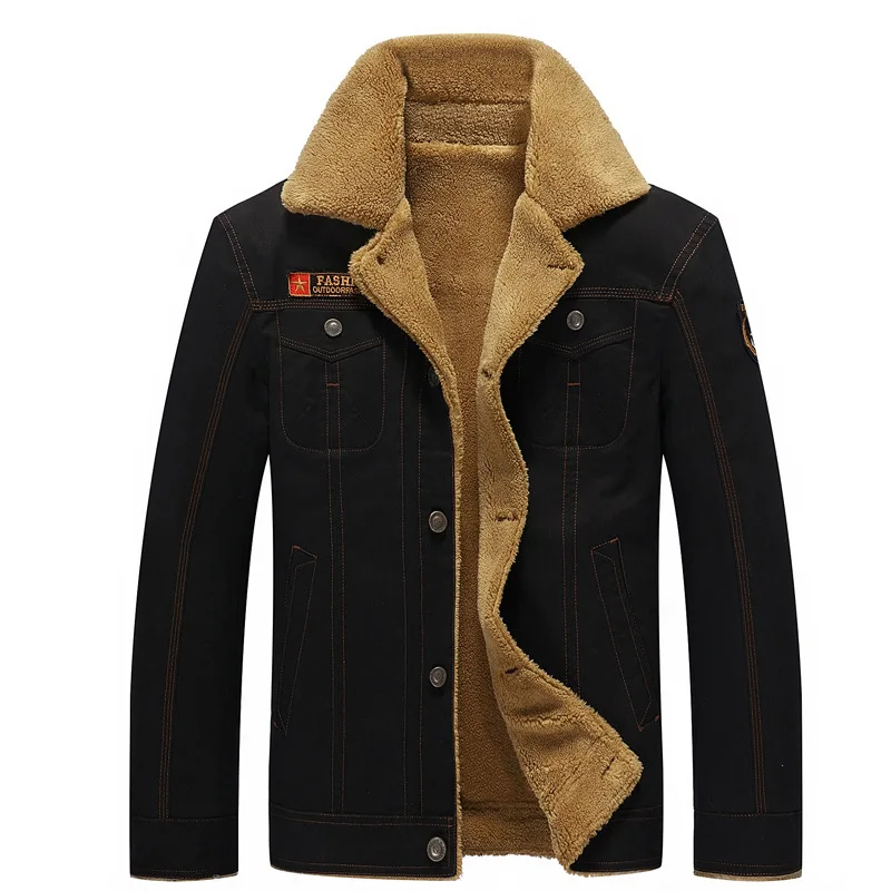 

Men's cotton jacket, men's plush and thickened father's middle-aged clothing