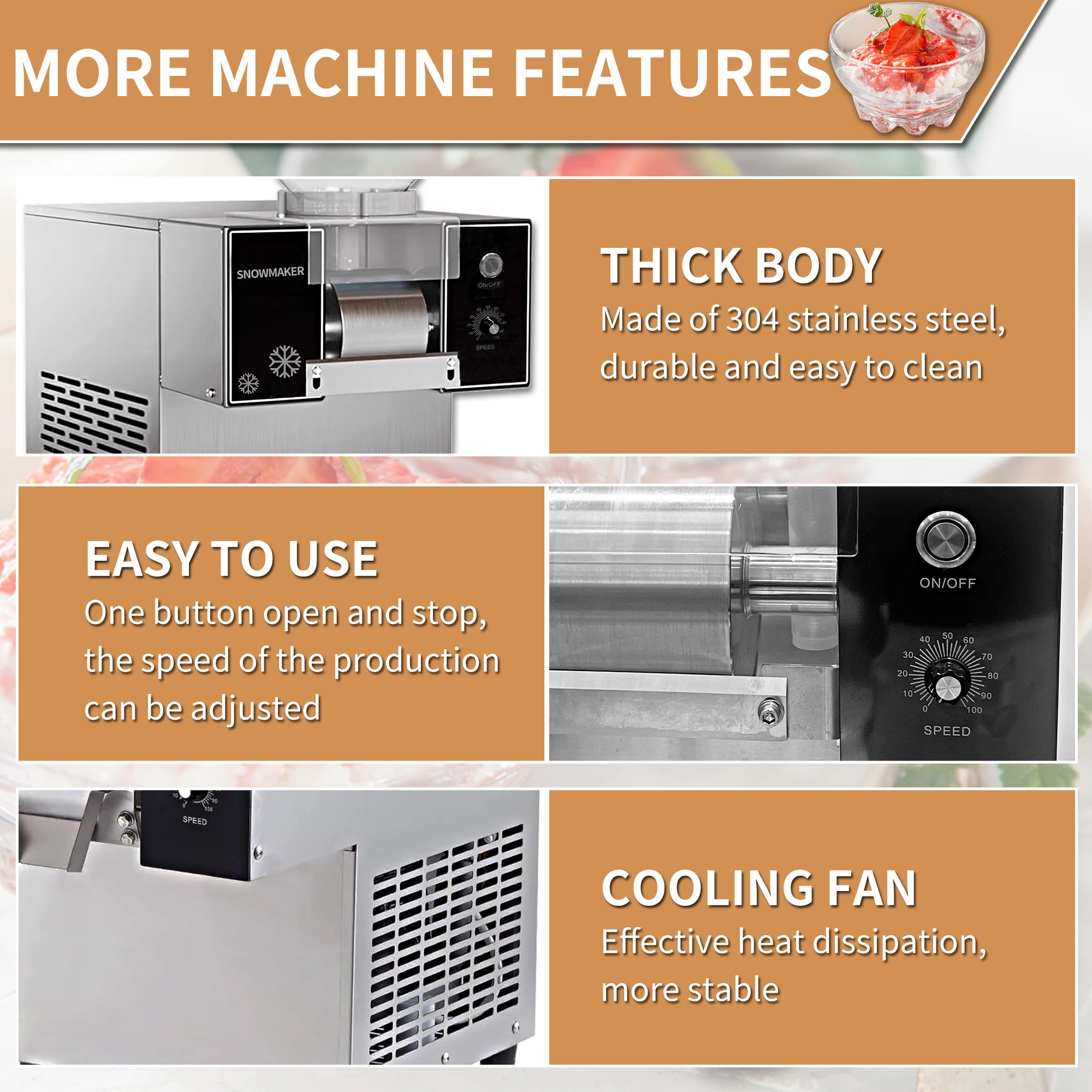 Mvckyi Automatic Snowflake Ice Maker Korea Bingsu Machine Water Cooling Ice Crusher Snow Ice Shaver Ice Shaving Machine 6