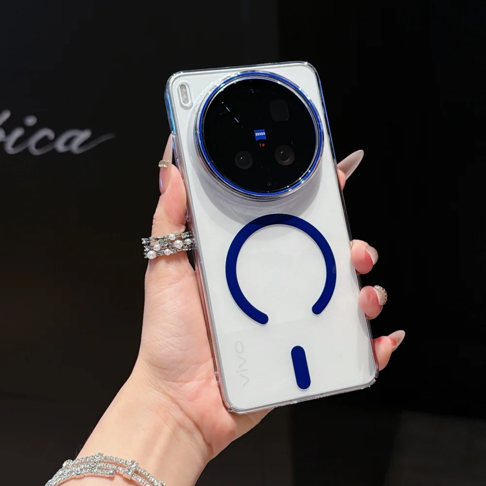 HD Clear Magnetic Phone Case with Shockproof Bumper and Wireless Charging Compatibility