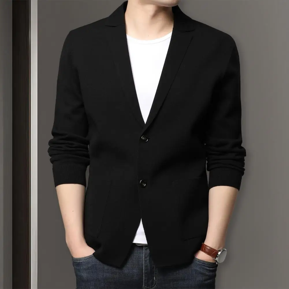 

Sweater Coat Stylish Men's Wool Cardigan Sweaters Lapel Collar Single-breasted Warm Knitwear for Autumn/winter Office or for Men