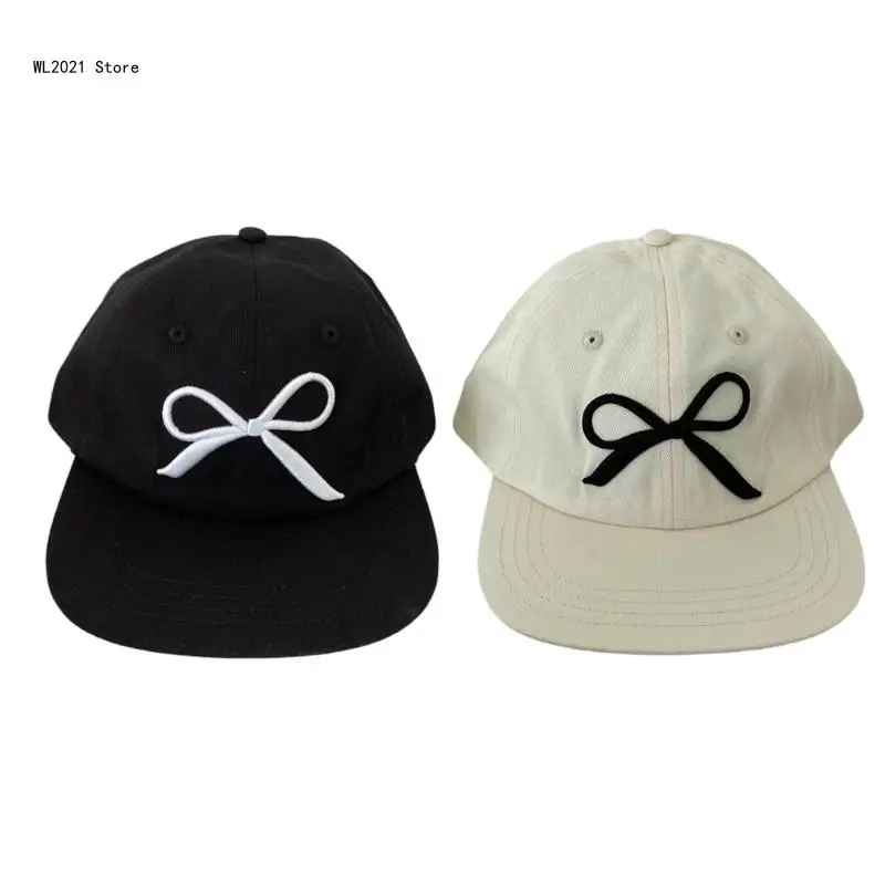 

Adult Embroidery Bowknot Baseball Caps Eye Catching Travel Gathering Duckbill Hat Teens Sports Hat for Cycling Hiking