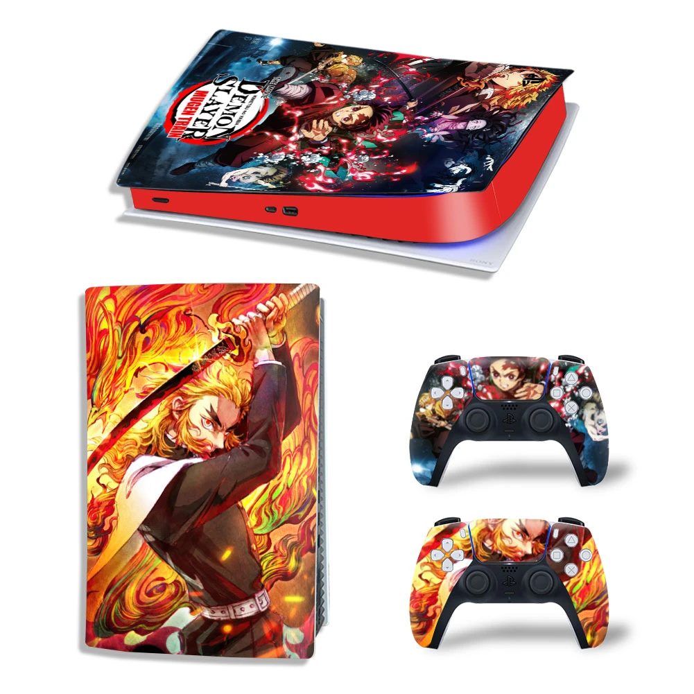 Demon Slayer Tanjiro PS5 Digital Edition Skin Decal Cover for PlayStation 5 Console and 2 Controllers PS5 Skin Sticker Vinyl