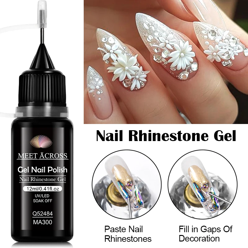 MEET ACROSS 12ml Nail Rhinestone Gel Glue Nail Supplies For Nails Charm 3D Nails Bling Gel  DIY Design Decoration Manicure 2