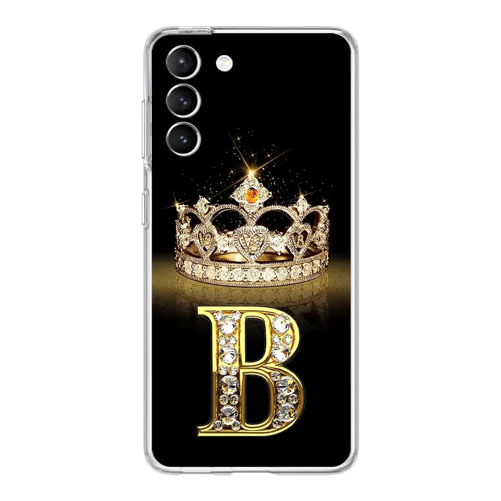 Diamond Crown Letter Phone Case - Soft Clear Cover with 26 Letter Options