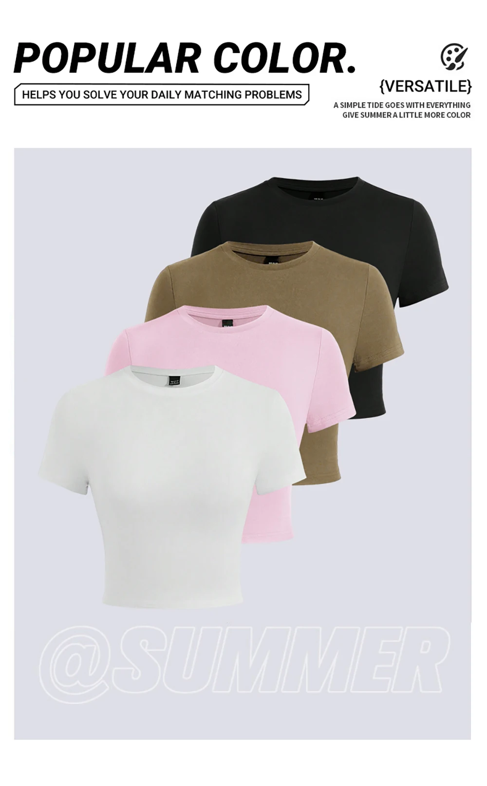 Sommer Damen Personalisiertes Grafik-Design Slim Korean Tees Y2K Sexy Stretch Kurzarm Streetwear Atmungsaktives Bauchfreies Top – Detail 3