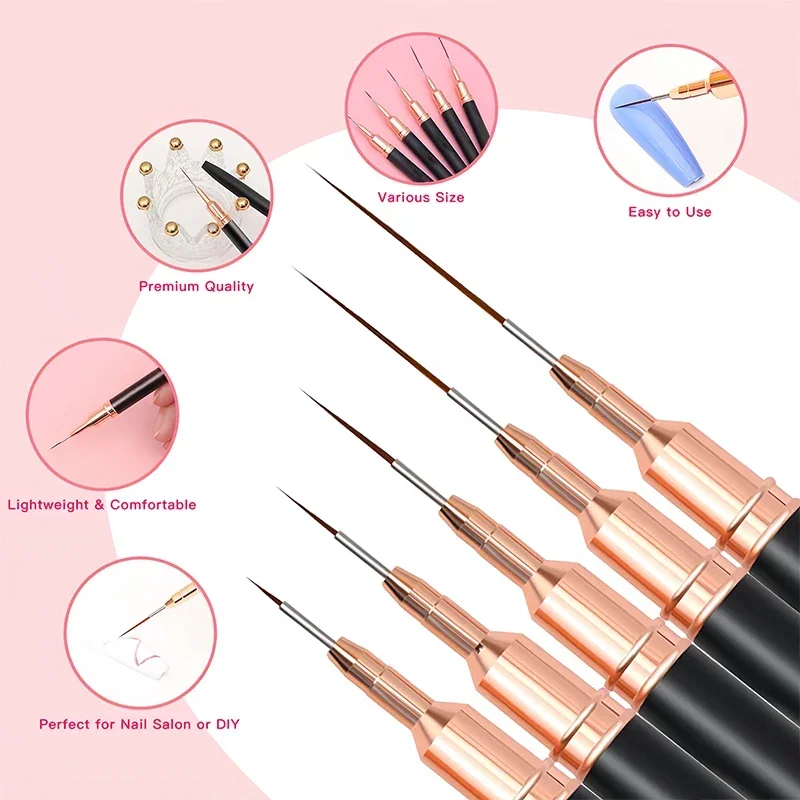 Professional Stripe Nail Art Brushes 1Pcs Nail Line Brush Black UV Gel Painting Pen Carved Art Liner Brush for Manicure nail art brushes nail brushes nail art tools gel nail tools