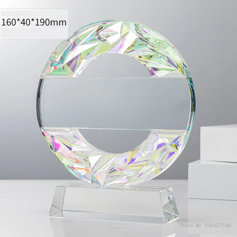 Customized Circular Crystal Trophy Company Annual Meeting Excellent Employee Souvenirs Home Decoration Craft Lettering Medal 1Pc