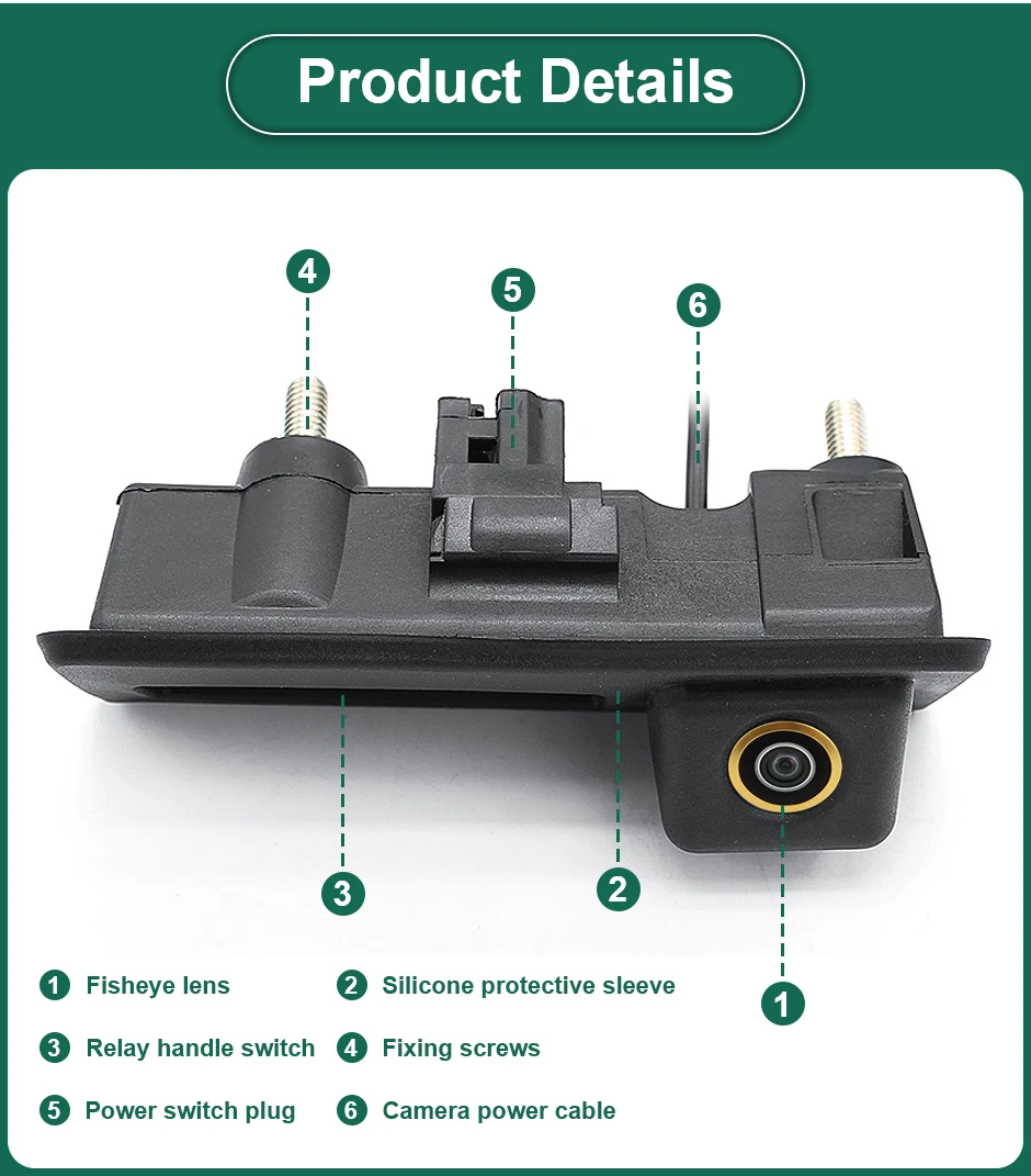 AHD 1080P 170 Car Rear View Trunk Handle Camera For Volkswagen VW Passat Golf Po