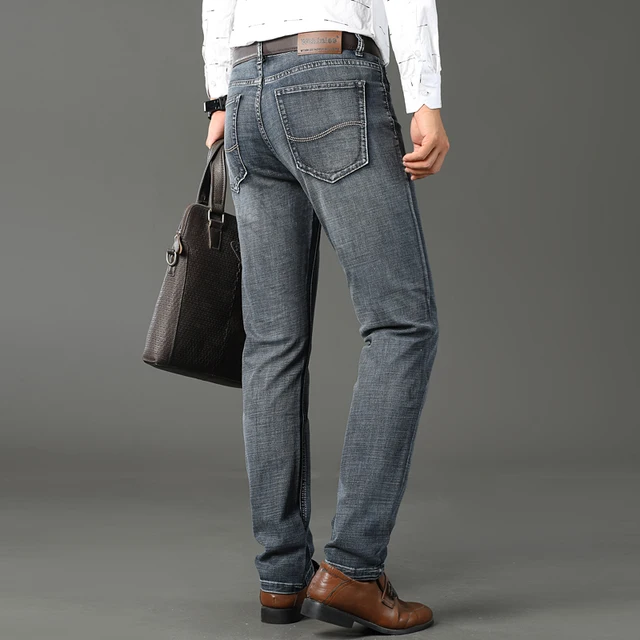 WTHINLEE New Men's Straight Jeans Soft Brand Business Casual Denim Trousers Stretch Classic Fashion Pants Black Gray Blue - Image 6