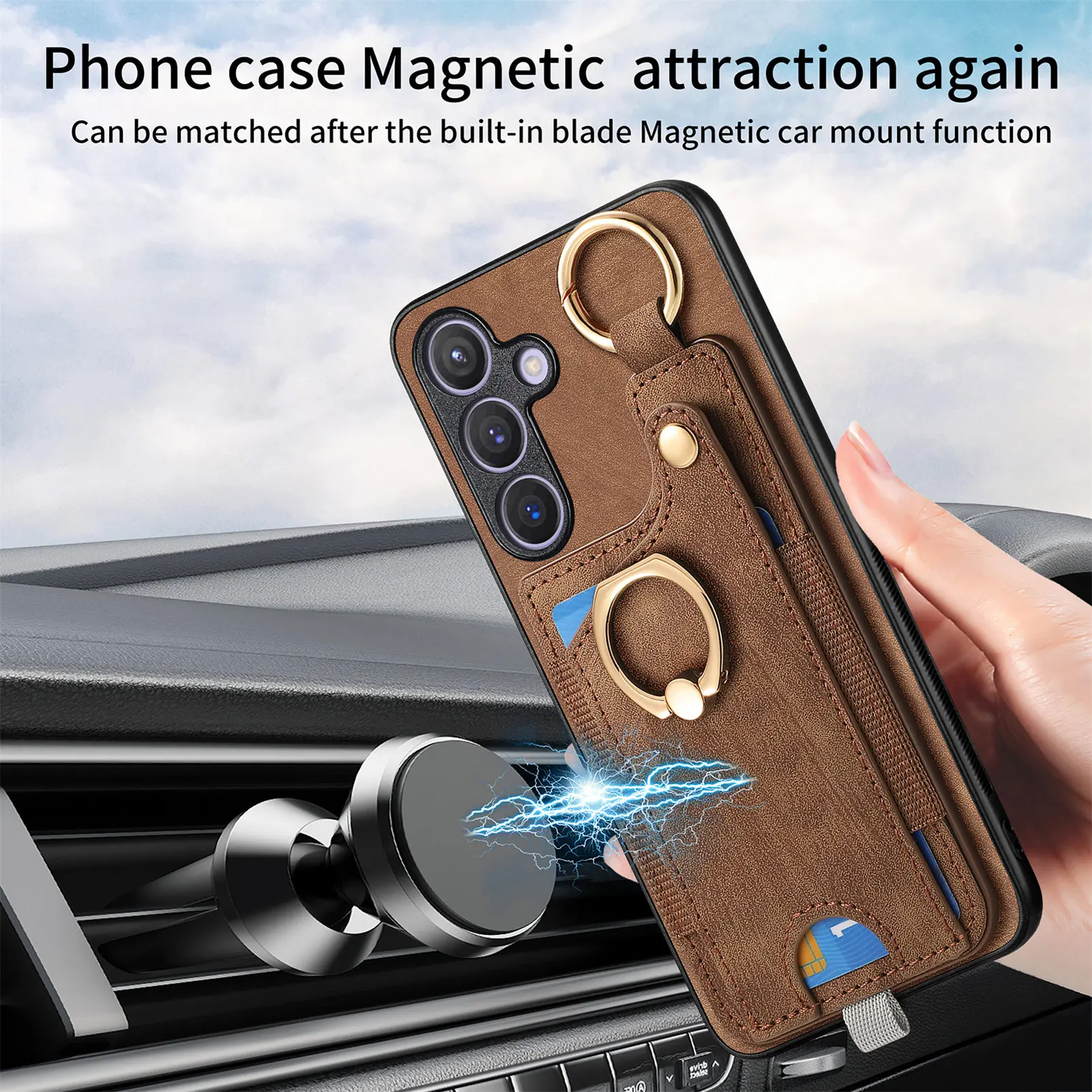 Premium Magnetic Leather Wallet Case - Universal Compatibility