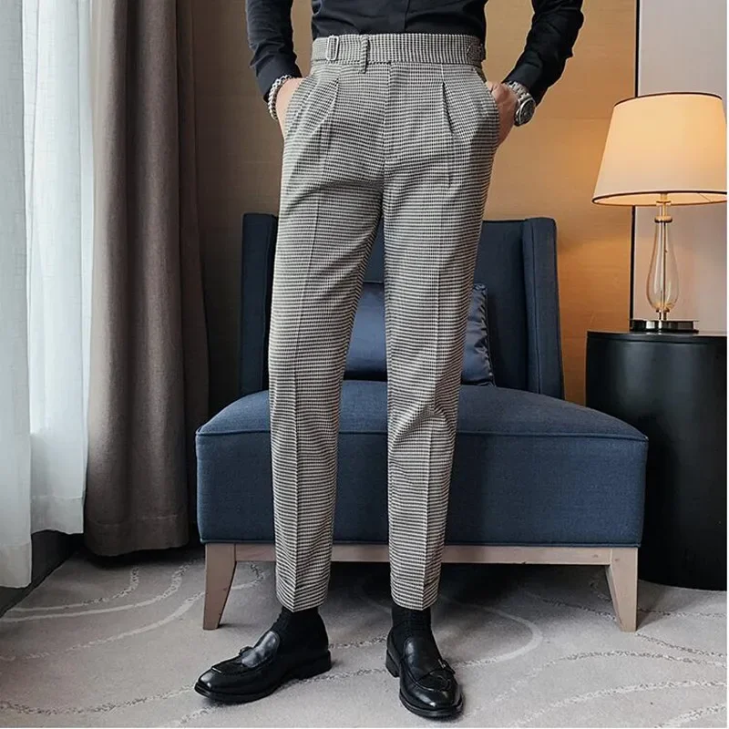2024 Brand clothing British Style Dress Suit Pant Man Plaid Suit Pant Men Designer Gentlemen Business Casual Work Pant Trousers