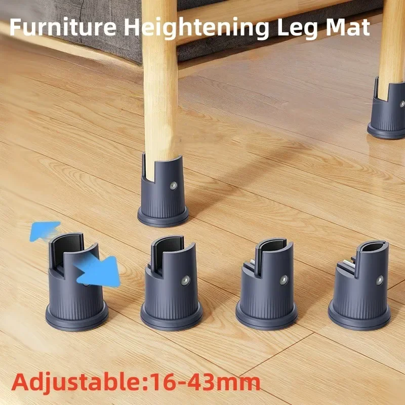 4PCSAdjustableFurnitureLegPadsHeavyDutySquareRoundwithScrew