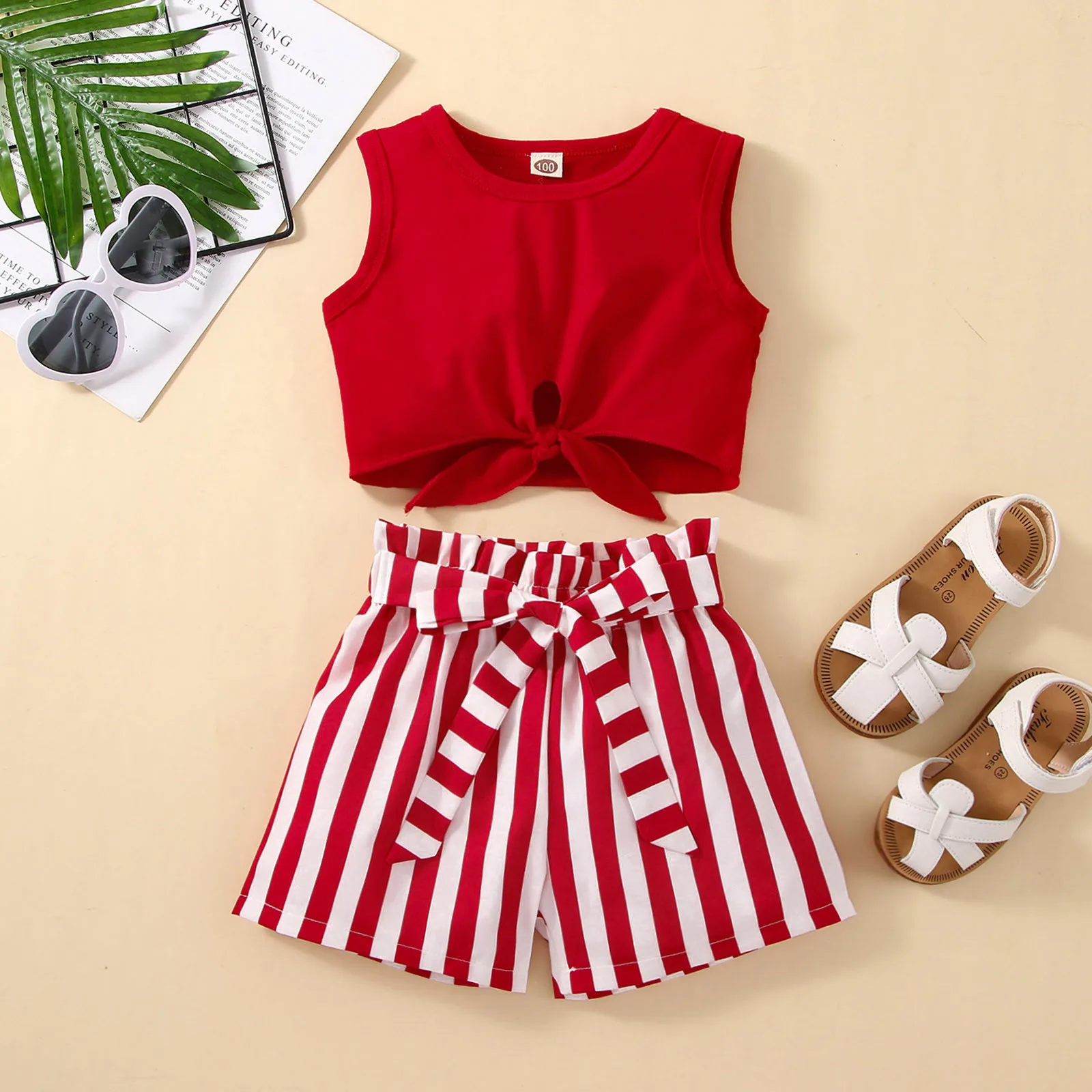 Conjunto de ropa de verano para niñas pequeñas, chaleco sin mangas ...