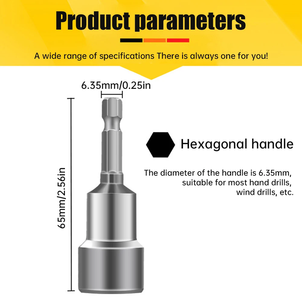 Magnetic Impact Socket Nut Screwdriver 1/4 Hex Key Set Drill Bit Adapter for Power Drills