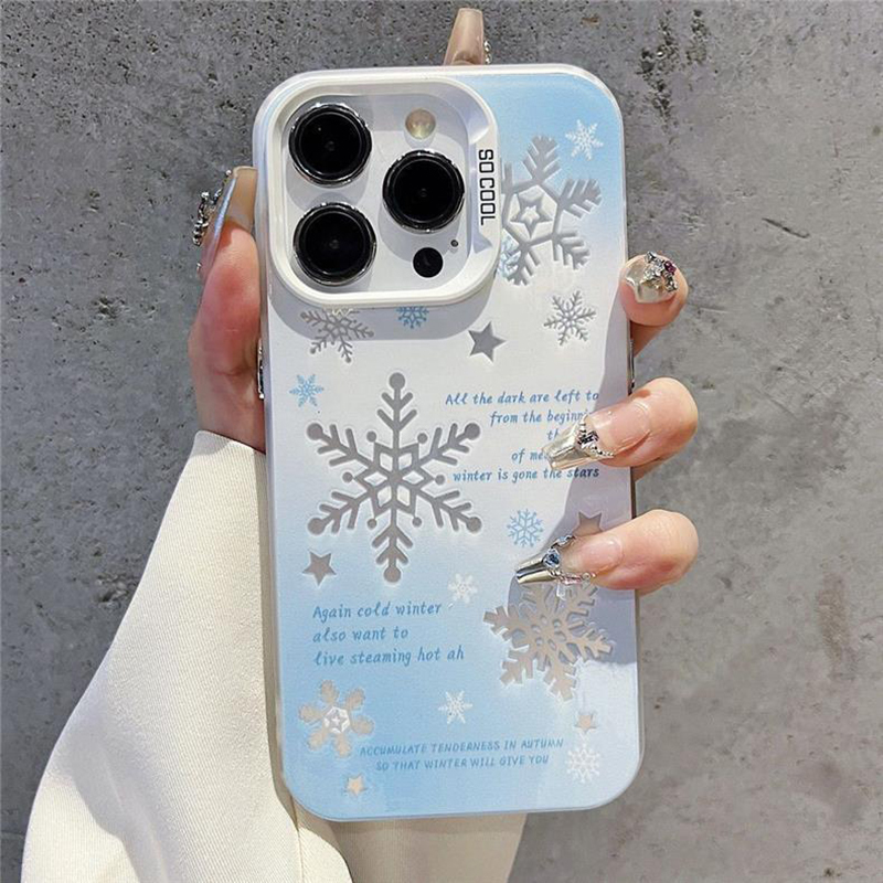 Premium Matte Snowflake Phone Cases for iPhone 15 Case 11 12 13 15 Pro Max XR XS Max X 7 8 14 Plus 6 SE Shockproof Bumper Cover
