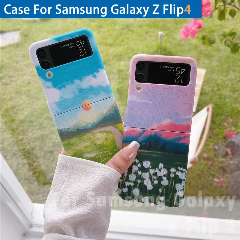 

ins style cartoon oil painting graffiti pattern PC material hard case For Samsung Galaxy Z Flip 4,Z flip3 case
