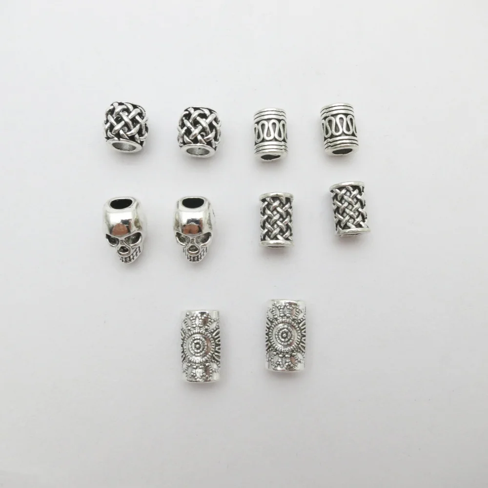 Skull Helmet Viking Beads 10pcs Small Hole Hair Braid Dreadlock Beard Bead Pendant DIY Necklace For Jewelry Accessory