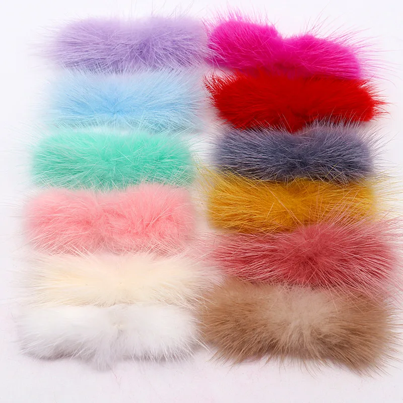 5pcs Real Natural Mink Pompon Bowknot 2*6cm Fur Pompom Balls Bow Tie Fluffy Pompones for Diy Jewelry Craft Supplies Accessories